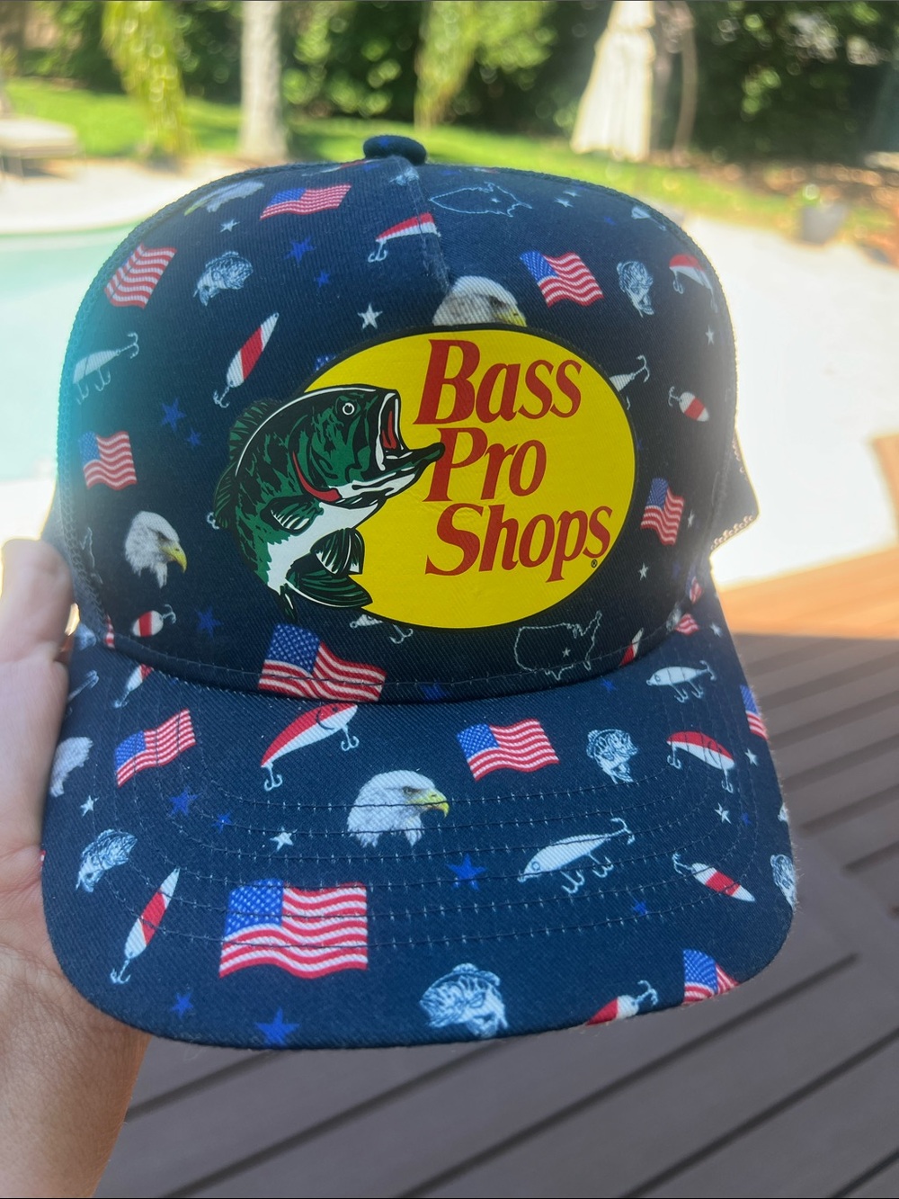 Bass Pro Shop patriotic snap back hat